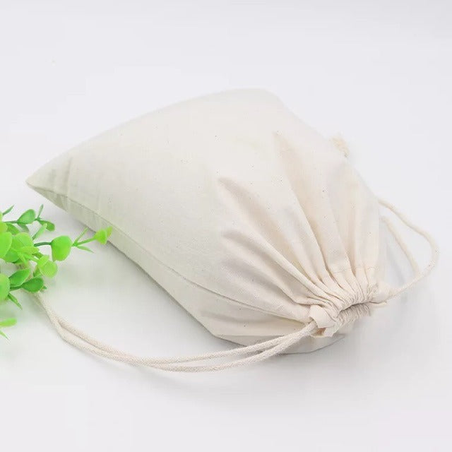 Canvas Drawstring Bag – Blank Pouch, 4 Sizes, 3 Colors (Black / Beige / White)