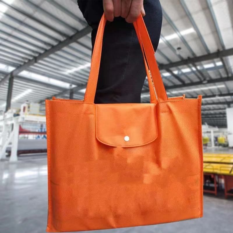 EB#2/ 10pcs Pack Foldable Non-Woven Shopping Tote Bag | Reusable Eco-Friendly Grocery Bag with Snap Closure