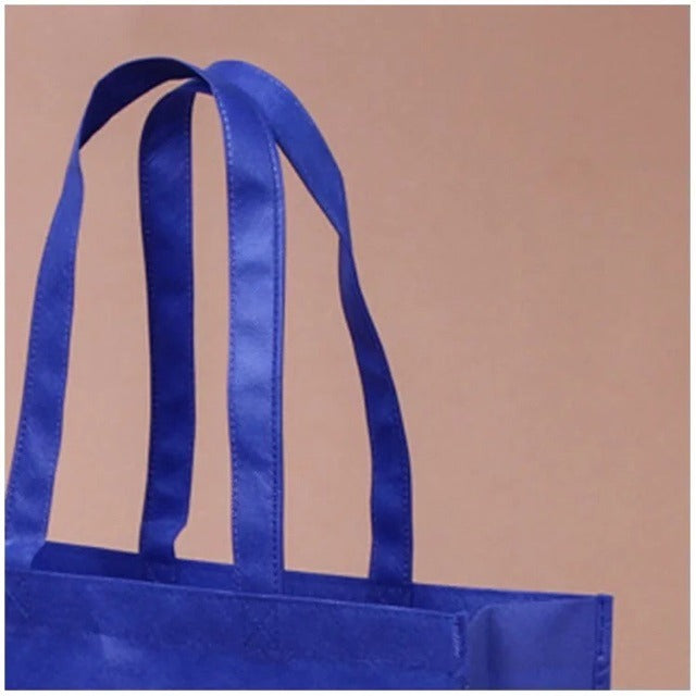 10pcs Pack EB#1 Foldable Non-Woven Shopping Tote Bag | Reusable Eco-Friendly Grocery Bag with Snap Closure