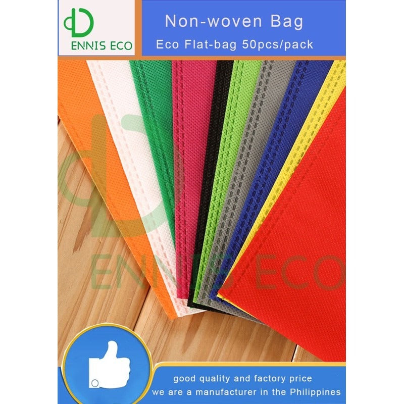 50pcs Pack Non-Woven Flat Bag with Die-Cut Handle | Eco-Friendly Tote for Events & Packaging | 4 Sizes