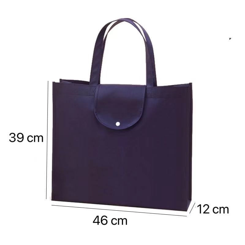 EB#2/ 10pcs Pack Foldable Non-Woven Shopping Tote Bag | Reusable Eco-Friendly Grocery Bag with Snap Closure