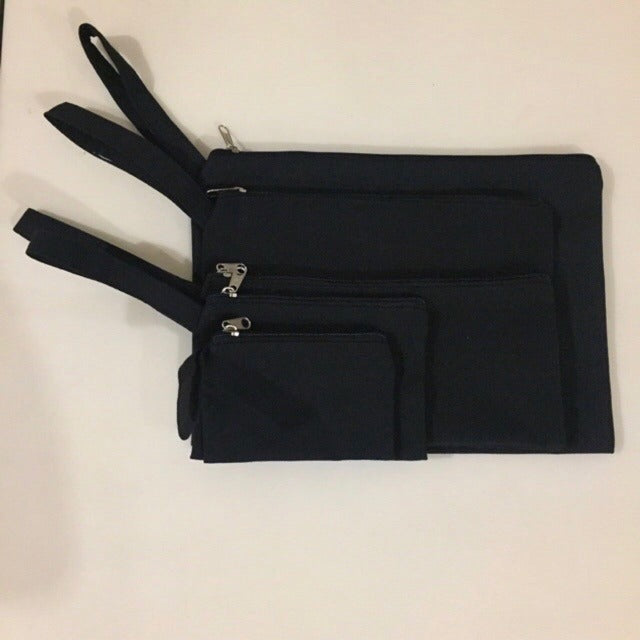 Canvas Zipper Pouch – Blank, 5 Sizes, 2 Colors (Black / White) – Coin Purse, Pencil Case, Document Organizer