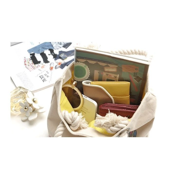 Canvas Tote Bag with Rope Handles | Zipper & Non-Zipper Options | Student, Lunch & Shopping Bag