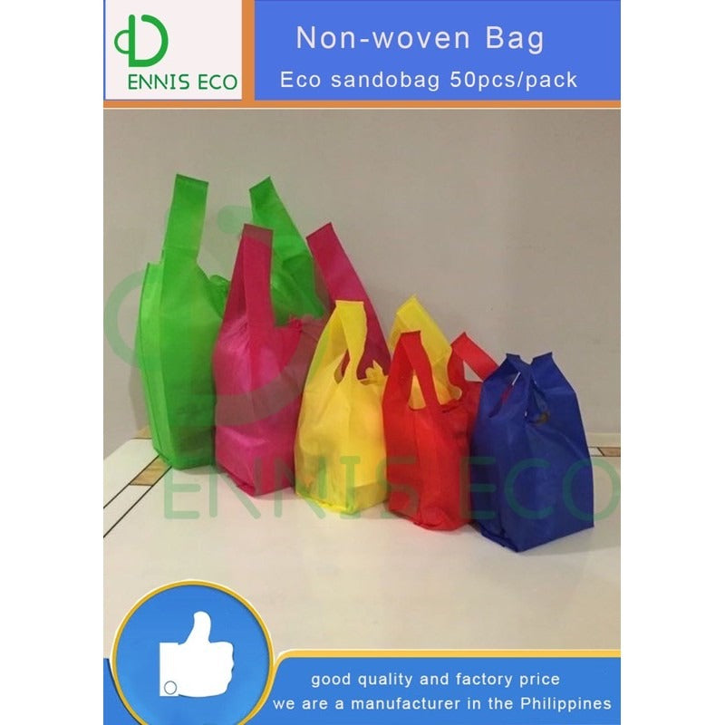 50pcs Pack Non-Woven T-Shirt Bag | Reusable Eco-Friendly Shopping Bags | 5 Size