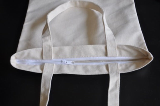Canvas Tote Bag with Zipper | Dual-Use Shoulder & Hand-Carry or Single Handle Options | Blank Eco-Friendly Bag