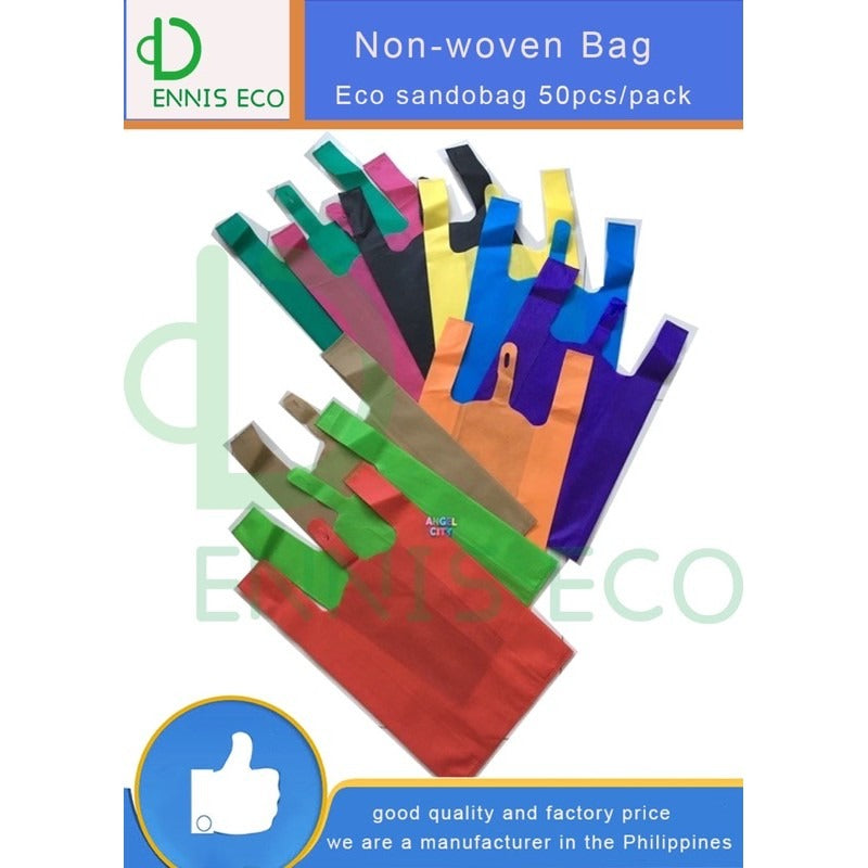 50pcs Pack Non-Woven T-Shirt Bag | Reusable Eco-Friendly Shopping Bags | 5 Size