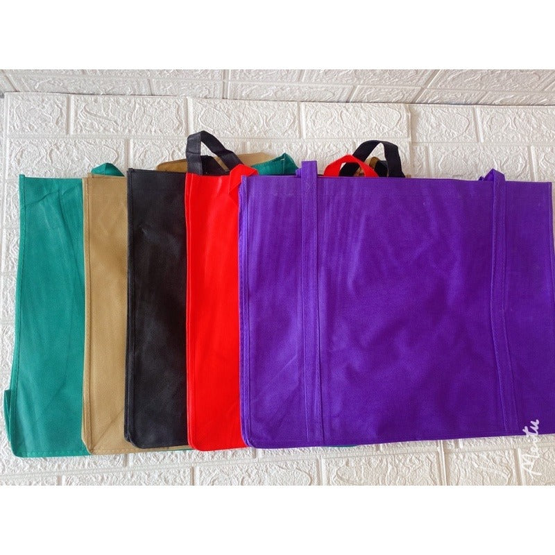HE#5 | 10pcs PackExtra Large Non-Woven Shopping Tote Bag with Long Handles | Heavy Duty Reusable Bag