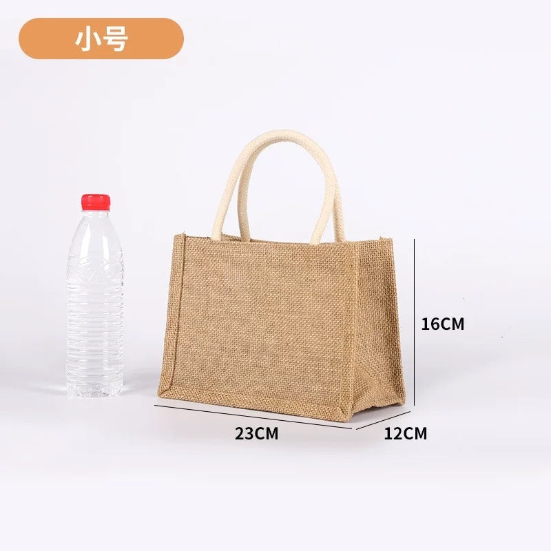 Eco-Friendly Jute Tote Bag with Rope Handles – 4 Sizes, 2 Handle Colors (White & Brown)