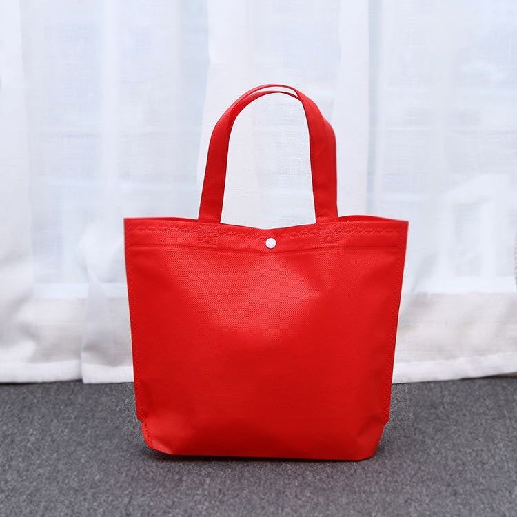 10pcs Pack Non-Woven Lunch Tote Bag with Button Closure | Reusable Shopping Bag | 3 Sizes