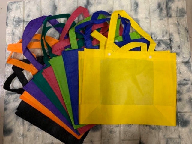 HE#4 | 10pcs Pack Non-Woven Lunch Bag for Students | Reusable Eco-Friendly Tote with Snap Closure