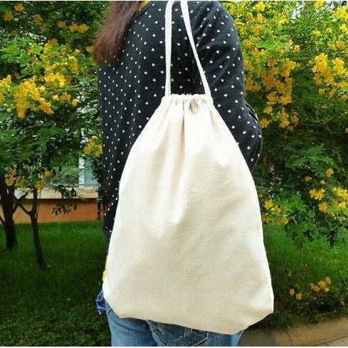 Canvas Drawstring Backpack – Blank Design, Eco-Friendly & Durable