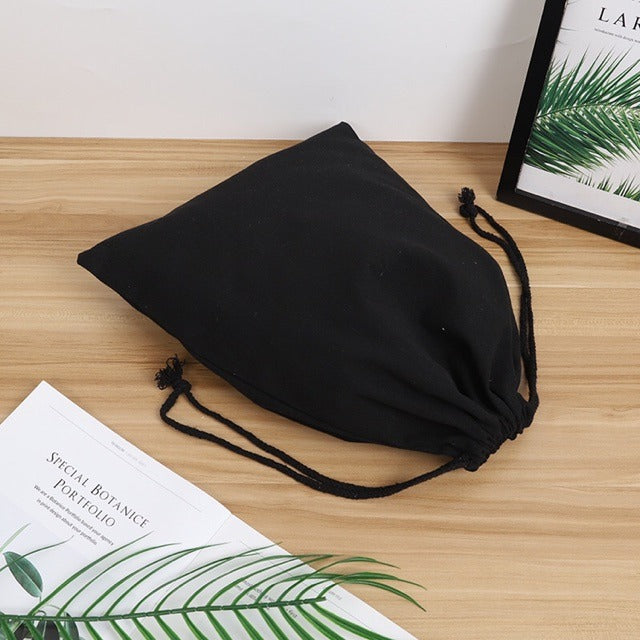 Canvas Drawstring Bag – Blank Pouch, 4 Sizes, 3 Colors (Black / Beige / White)