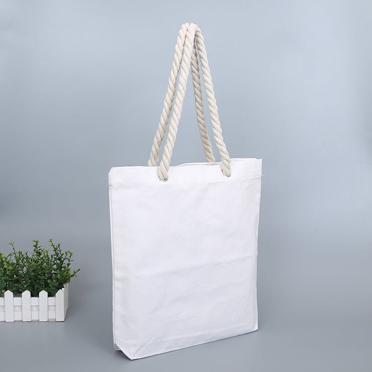 Canvas Tote Bag with Rope Handles | Zipper & Non-Zipper Options | Student, Lunch & Shopping Bag
