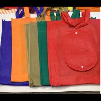 10pcs Pack EB#1 Foldable Non-Woven Shopping Tote Bag | Reusable Eco-Friendly Grocery Bag with Snap Closure
