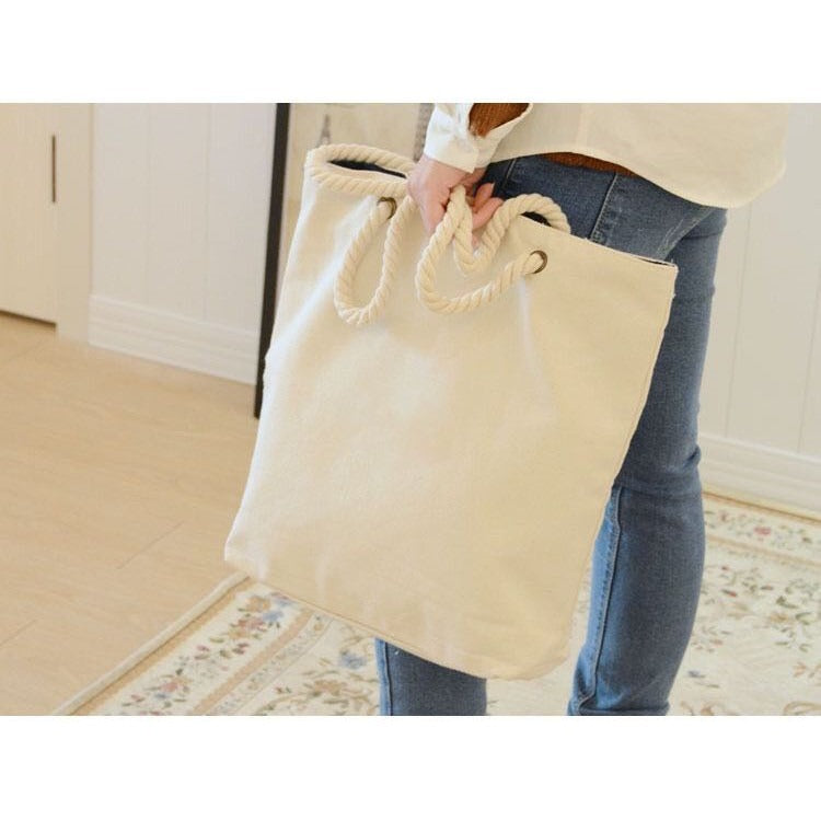 Canvas Tote Bag with Rope Handles | Zipper & Non-Zipper Options | Student, Lunch & Shopping Bag