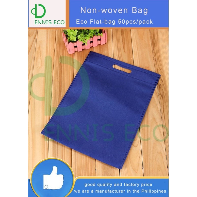 50pcs Pack Non-Woven Flat Bag with Die-Cut Handle | Eco-Friendly Tote for Events & Packaging | 4 Sizes