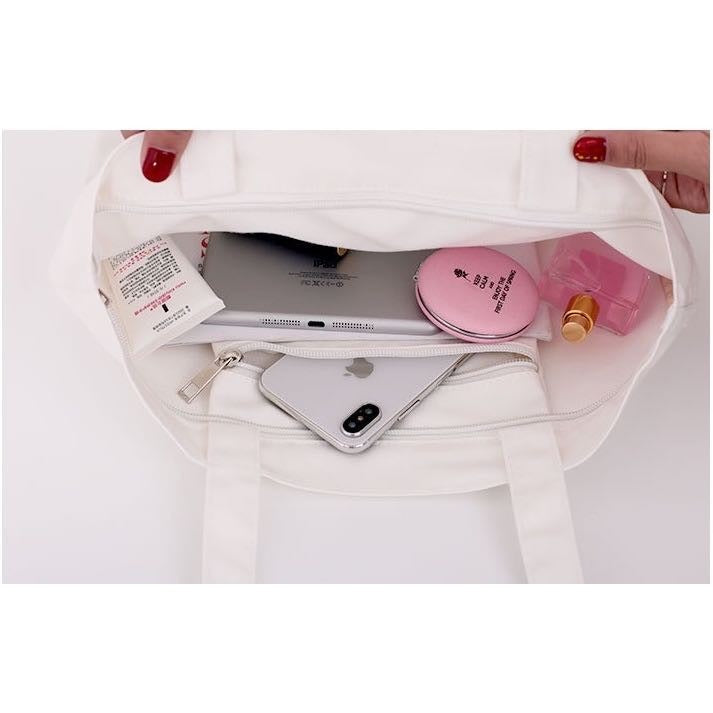 Canvas Tote Bag with Zipper | Dual-Use Shoulder & Hand-Carry or Single Handle Options | Blank Eco-Friendly Bag