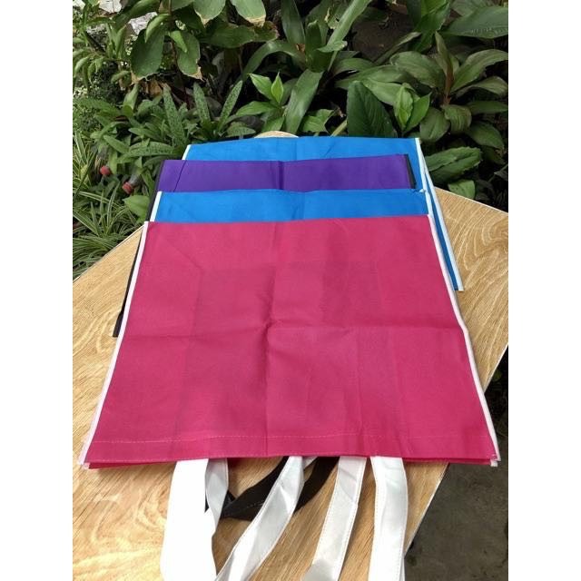 HE#2 | 10pcs PackExtra Large Non-Woven Shopping Tote Bag | Multi-Color Edge Design