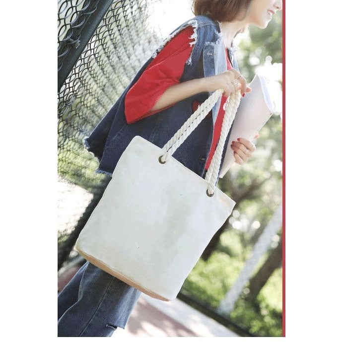 Canvas Tote Bag with Rope Handles | Zipper & Non-Zipper Options | Student, Lunch & Shopping Bag