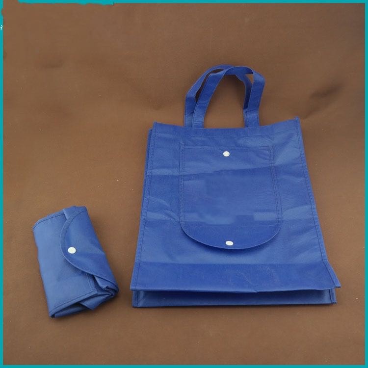10pcs Pack EB#1 Foldable Non-Woven Shopping Tote Bag | Reusable Eco-Friendly Grocery Bag with Snap Closure